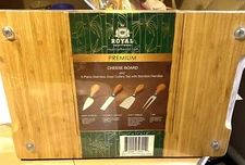 Royal Craft Wood Bamboo Premium Cheese Board With Cutlery Set New Sealed 