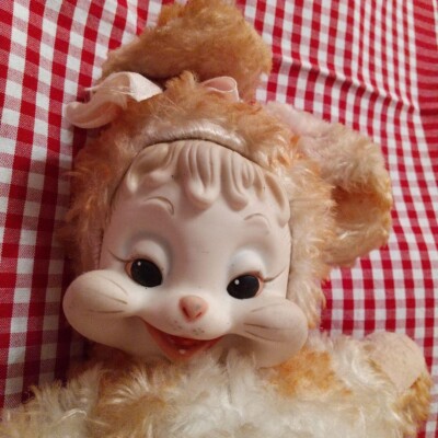 Rushton Rubber Face Plush Toy Doll Rabbit Bunny USED H30cm Vintage