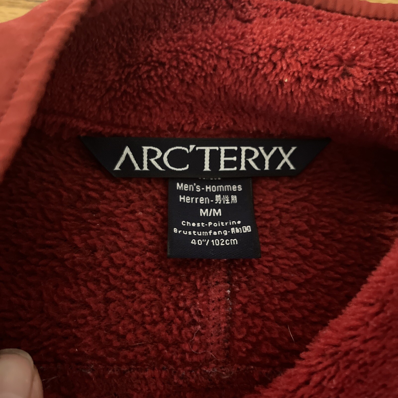 RARE! Arc'Teryx Deep Pile Polartec Men's Red Full Zip Fleeced Sweater M Jacket image 3