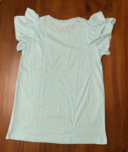 Jcrew Girls Size 12 / Ruffle-sleeve T-shirt / summer casual / SOFT AQUA NWT - Picture 2 of 2
