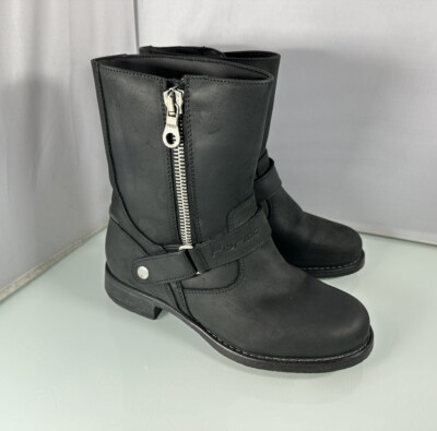 Forma Womens Eva Drytex Waterproof Black Leather Zip Motorcycle Boots US 8 EU 38