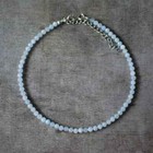 2mm Aquamarine Crystal Gemstone Faceted Beads Dainty Choker Necklace Minimalist