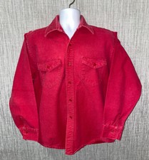 Vtg Frostproof Mens Red Chamois Cotton Long Sleeve Button Front Shirt Size L