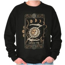 Witchy Spaced Out Celestial Sun Moon Phases Womens or Mens Crewneck Sweatshirt