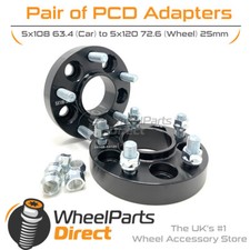 Adapters 5x108 63.4 to 5x120 72.6 25mm for Range Rover Velar L560 17-22