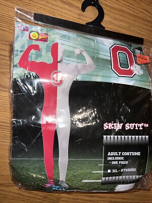 OSU XL Red Grey Morph Skin suit Costume Game Day Block O Adult Unisex NWT Hallow