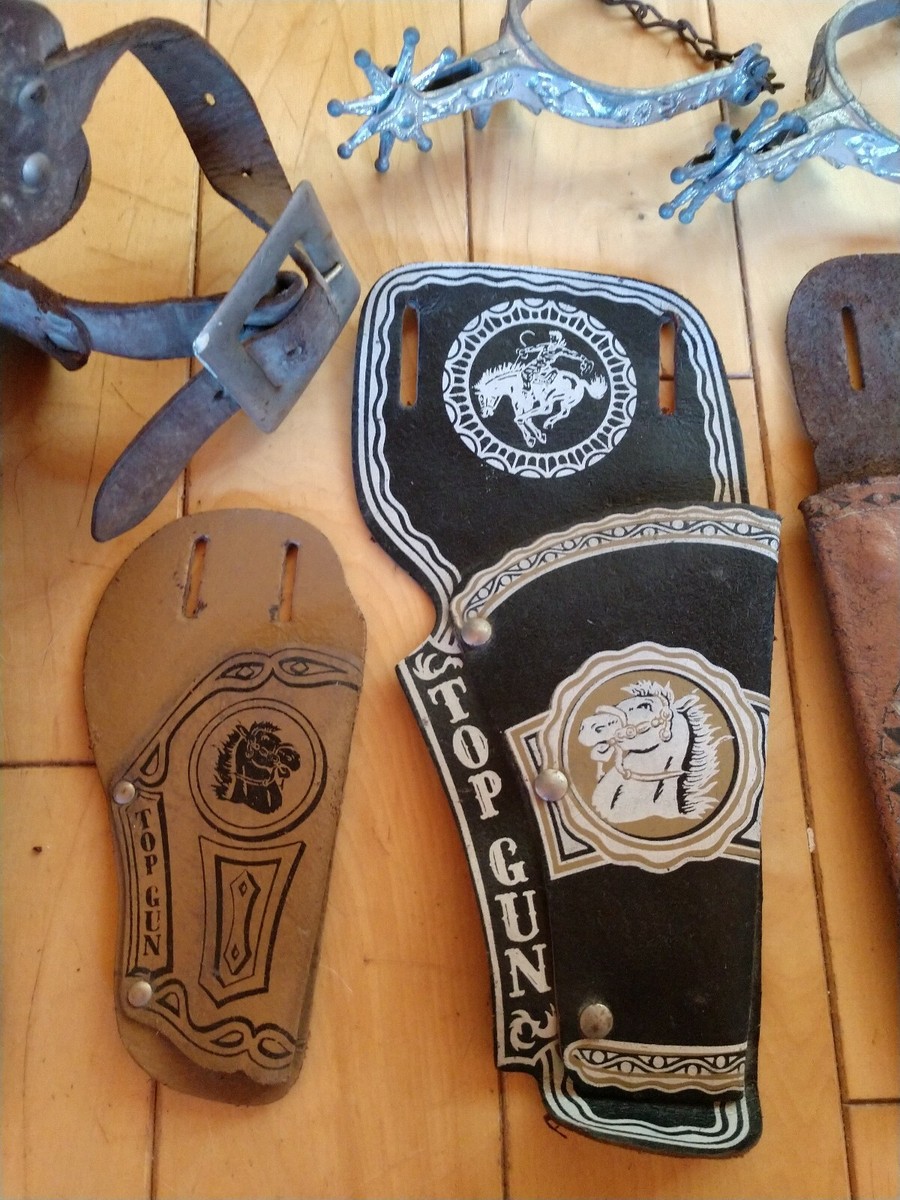 Child's Vintage Leather Western Cowboy Gun Belt Holsters