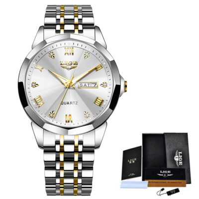 LIGE Herren Armbanduhr Quarzuhr Datum Sonntag Classic Wasserdicht Edelstahl Uhr
