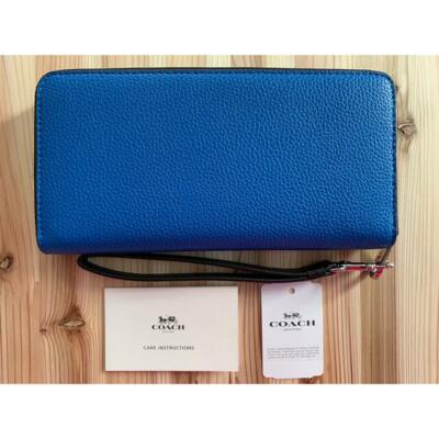 Coach Peanuts Long Zip Around Blue Wallet Snoopy Snoopy