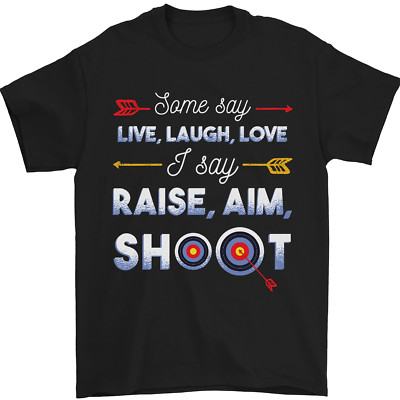 Raise Aim Shoot lustiges Bogenschießen Bogenschütze Herren T-Shirt 100% Baumwolle