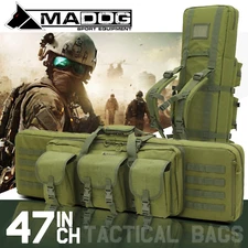 46" Tactical Gun Bag Pistol Storage Range Soft Case Double Rifle MOLLE Soft Case