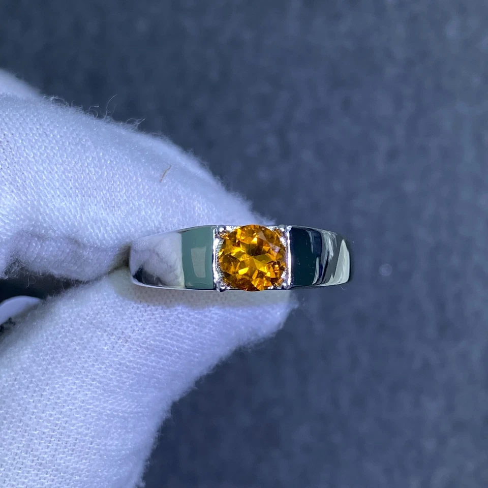 Anillo para hombre enchapado en oro de plata de ley S925 con piedras preciosas naturales de alta calidad personalizado Foto 2 de 4