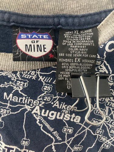 Home Sweet Home Florida All Over Map T-Shirt by State of Mine, Men's XL, Vtg Blu - Picture 4 of 5