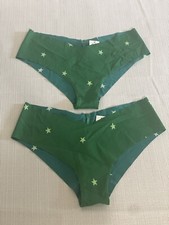 Set Of 2 AERIE Cheeky Pantie/Underwear Size Small Green Stars