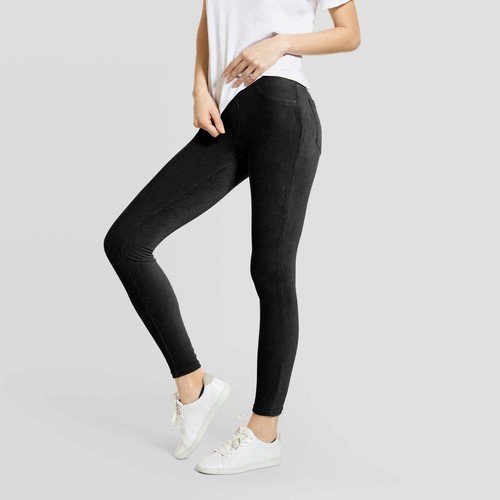 XL - Womens Mid-Rise Corduroy Leggings 