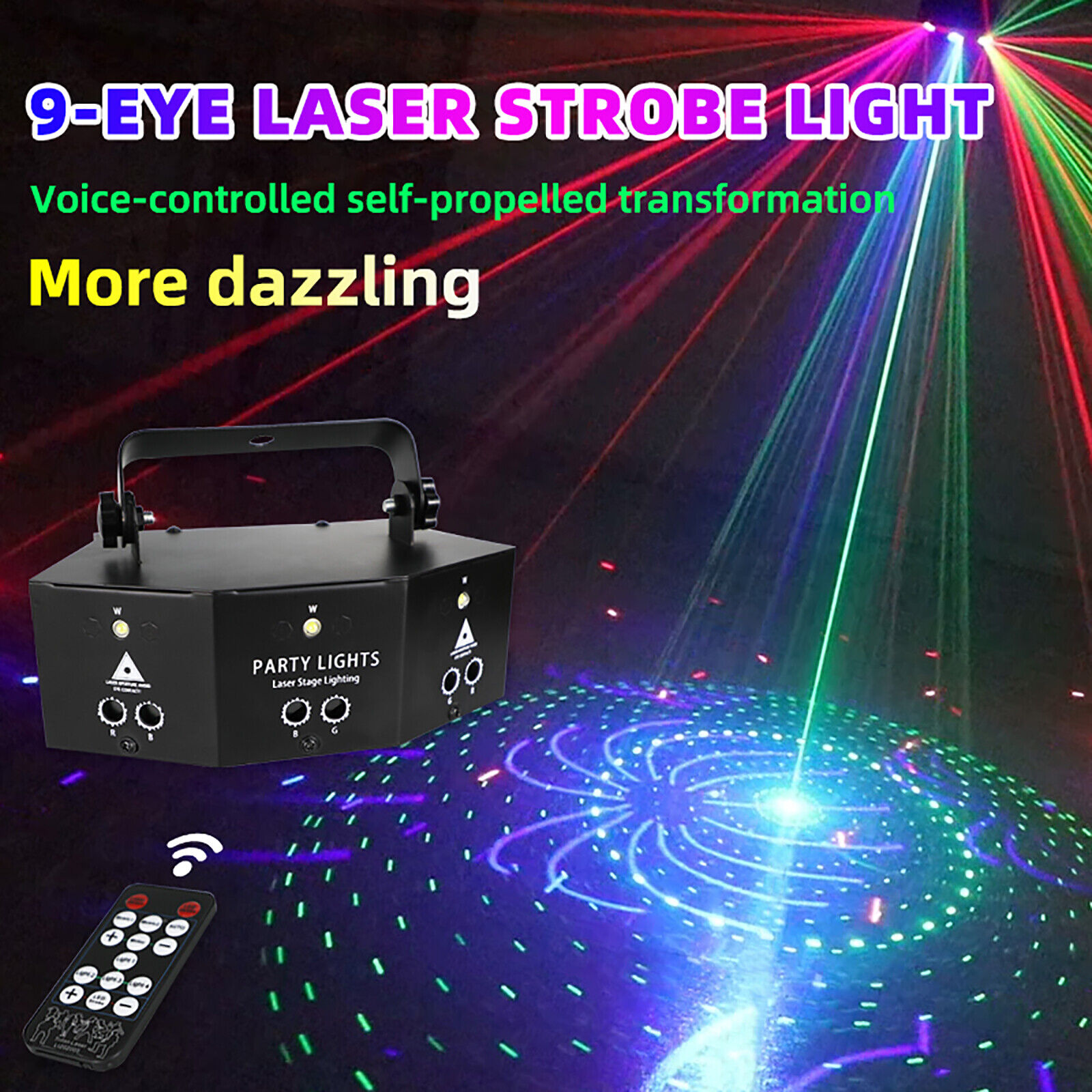 9-Eye Laser Projector LED RGB DMX512 Disco 100%正規品 DJ Light 【お年玉セール特価】 Stage Strobe