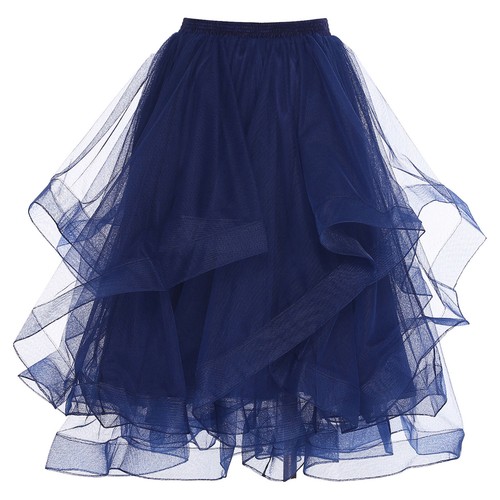 Women Elastic Waistband Irregular Hem Puffy Tulle Skirt Dance Birthday Party - 第 40/55 張圖片
