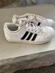 adidas white shoes with black stripes