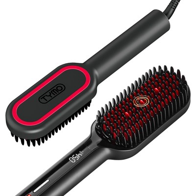 TYMO Hair Straightener Brush - Upgraded Ionic Plus Straightening Brush with D...