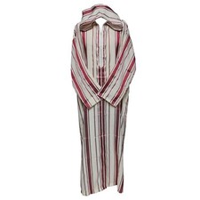 Men's Moroccan Maroon Cream Long Sleeve Hooded Cotton Blend Thobe Jubba Djellaba