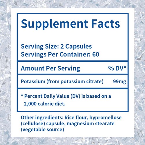 Potassium Citrate 99mg - for Heart, Cardiovascular, Kindney, Nerve Health - Picture 2 of 11