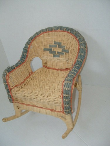 Wicker Rocking Chair Doll Size Rattan Furniture Straw 11" Tall Width 8" New - Picture 11 of 11