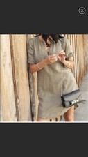 Cloth & Stone Women’s Lagenlook Shirt Dress Dusty Tan Sz XS