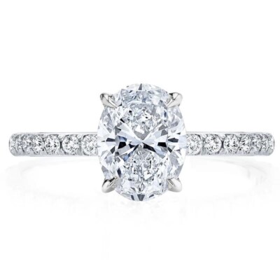 Ovaler 2 kt Laborgefertigter Verlobungsring 18 K Gold D Farbe Diamant Test bestanden US: 8