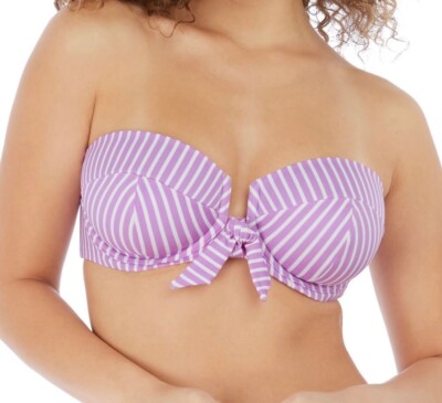 Freya Beach Hut Bikini Top Cassis Purple White Size 34F Strapless
