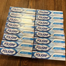 Super PoliGrip Denture Adhesive Cream Ultra Fresh Minty Flavor 2.4 oz 16 Boxes