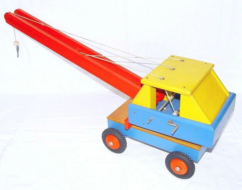 Sio Holland 1: 16 木制建筑工地手动车轮 CRANE 完好 65 全新! 罕见! — 第 4/4 张图片