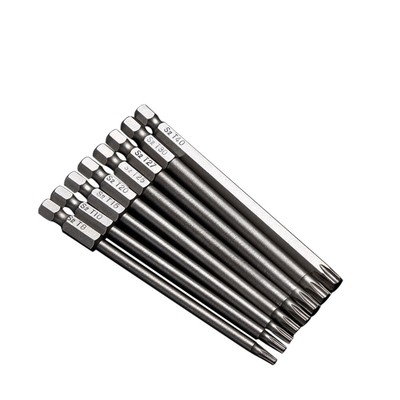 8 Pcs S2 Steel 1/4 100mm Length Drive Bits Set T8-T40 Hexagon