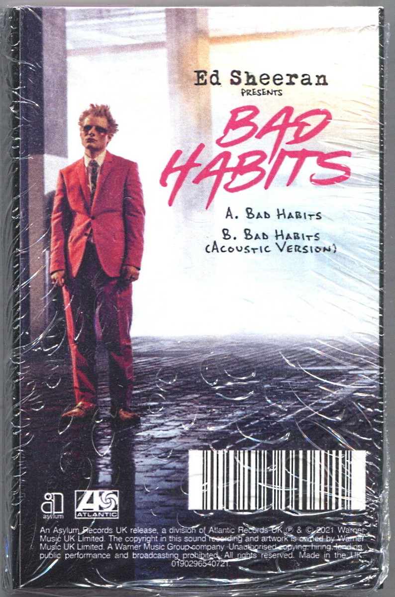 ED SHEERAN Bad Habits HOT PINK Cassette Tape Single ACOUSTIC