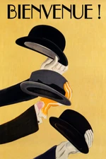 Bienvenue Welcome France French Hats Poster Repro FREE S/H in USA