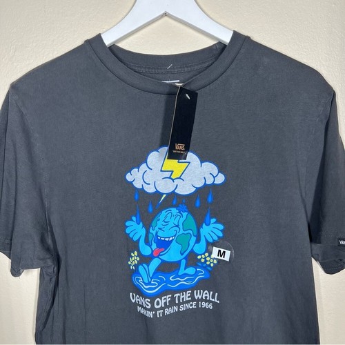 Vans Mens Gray Rain or Shine Short Sleeve Cotton Tee Shirt Size Medium NWT - Picture 2 of 5