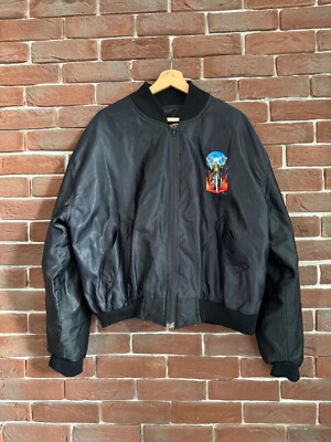 90s Vintage Ghost Rider Zip It Nylon Bomber Jacket L black | eBay