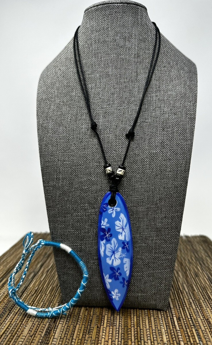 【soerte】10way combination necklace ＆ wal Handmade Blue Surfboard Necklace and Bracelet Set | Ocean-Inspired