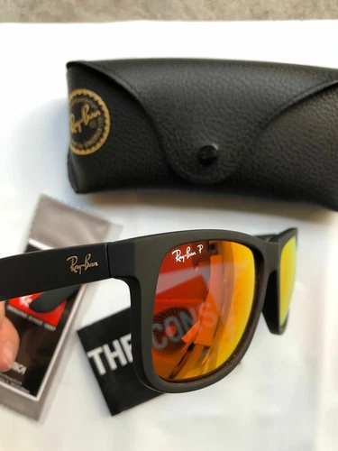 Ray-Ban Sonnenbrille Justin 4165 622/6Q Gummi schwarz rot Spiegel klein 55mm - Bild 2 von 3