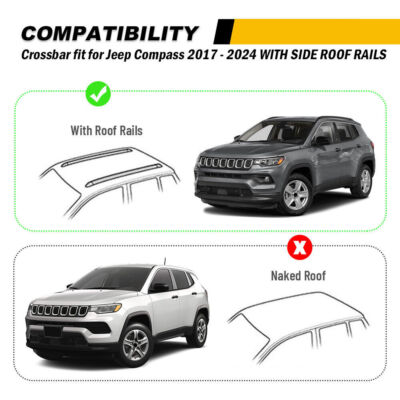 Jeep Compass Dachträger | für Modelle mit & ohne Dachreling | Montage Jeep Compass Dachträger | für Modelle mit & ohne Dachreling | Montage