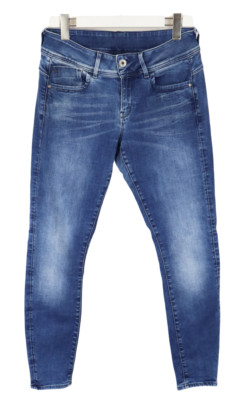 G-Star Lynn Mid Skinny Jeans Damen W31/L32 Dehnbar Whiskers Verblichen Blau