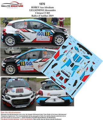 Décalcomanies 1/43 Pour Citroën C3 Rallye Antibes 2019 - Planche Décor Rallye, Made In France
