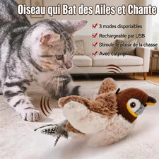 Jouet pour Chat INTERACTIVE Rechargeable USB – Peluche Oiseau 