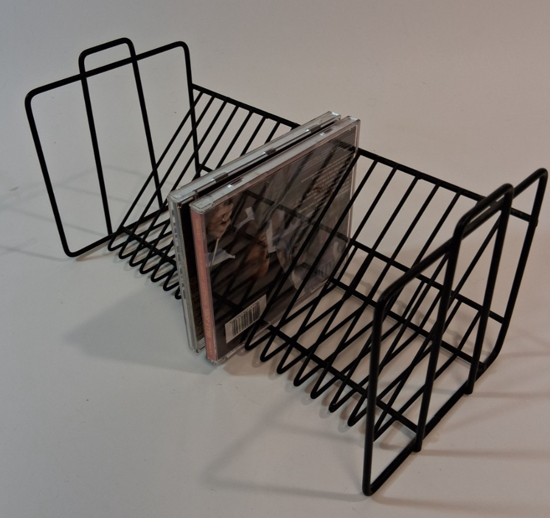 Metal Wire 20 CD Rack Stand Holder Organizer Organizer Desk Tabletop Black