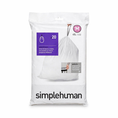 Simplehuman Code M 45L Custom Fit Extra Strong Trash Bags Double Seams x20