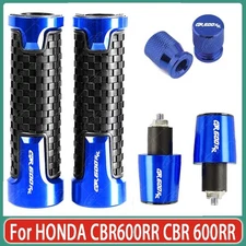 CNC Handle Grips Handle Bar End Cap Tire Valve For HONDA CBR600RR CBR 600RR Blue