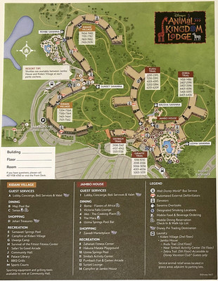 2026 Walt Disney World Animal Kingdom Lodge Jambo House and Kidani Resort Map