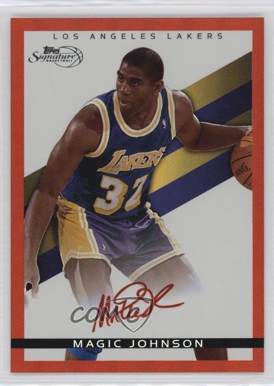 2008-09 Topps Signature Red Foil Facsimile 730/869 Magic Johnson #TS-MJ HOF k4s