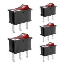 Rocker Switch 5 Pcs 15x21mm On/On 3-Pin Boat Toggle 12V 24V 125V 250V