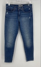Levi's Womens 311 Blue Denim Distressed Pockets Shaping Skinny Jeans Size 28