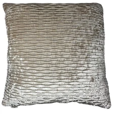 Pier 1 Velour Pillow Wavy Texture Neutral Beige Square Accent Cushion 14 x 14